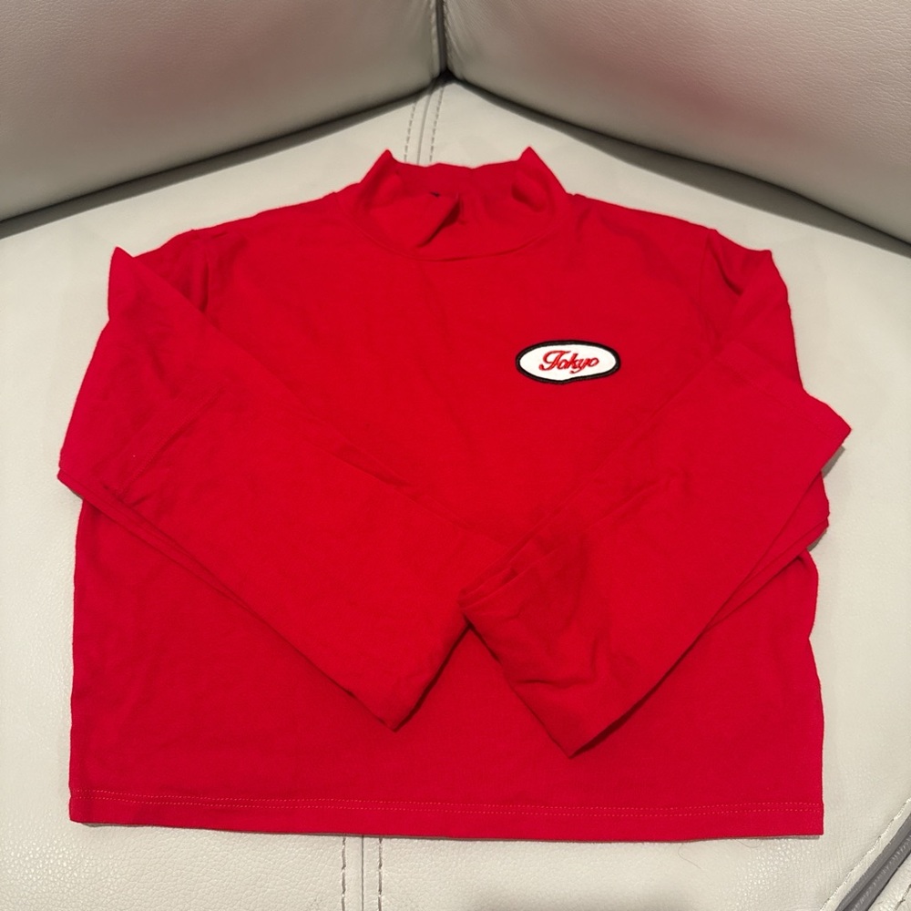 Red Long Sleeve Top with Logo